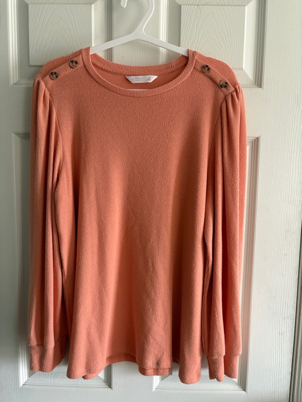 LC Lauren Conrad Peach Button-Shoulder Long Sleeve Top